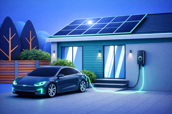 Grafik welche die Kombination zwischen Photovoltaik und einer Wallbox veranschaulicht